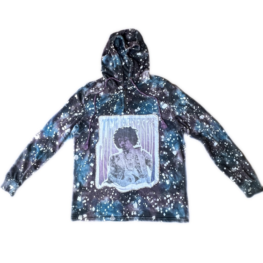 Jimi Hendrix Upcycled Purple Haze Inspired Hoodie Unique 1 of a Kind Tie Dye - Picture 3 of 16
